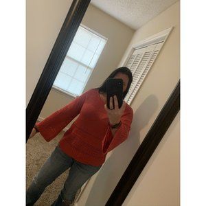 FEVER Women's XL Pink Sweater Scoop Neck Bell Long Sleeve Knit Bell Sleeve GUC